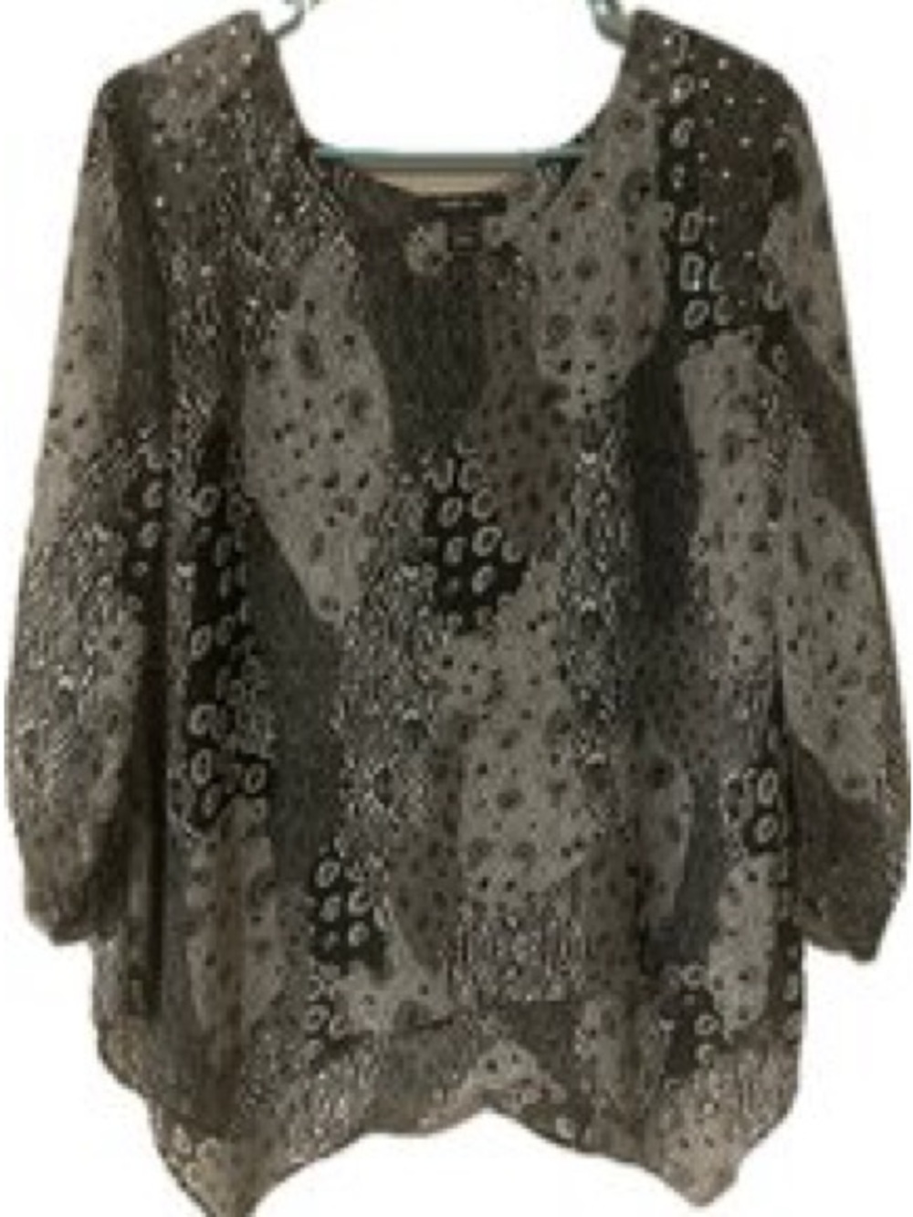 Style & Co. Black and Gray Patterned Tunic Top